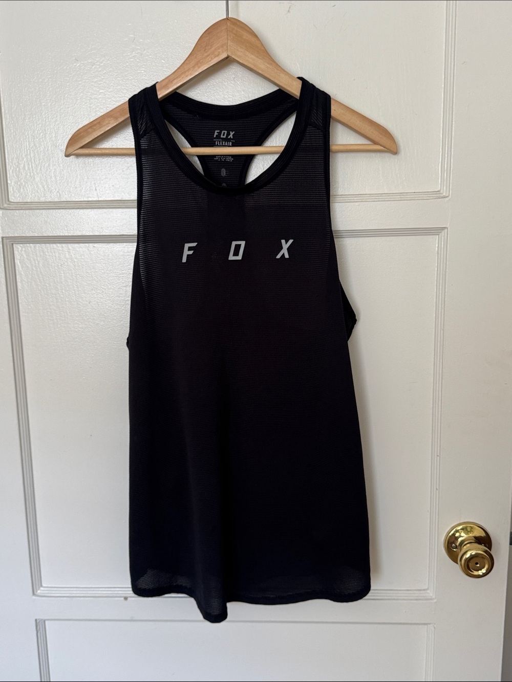 Fox Black Mesh Racerback Tank with Reflective Logo